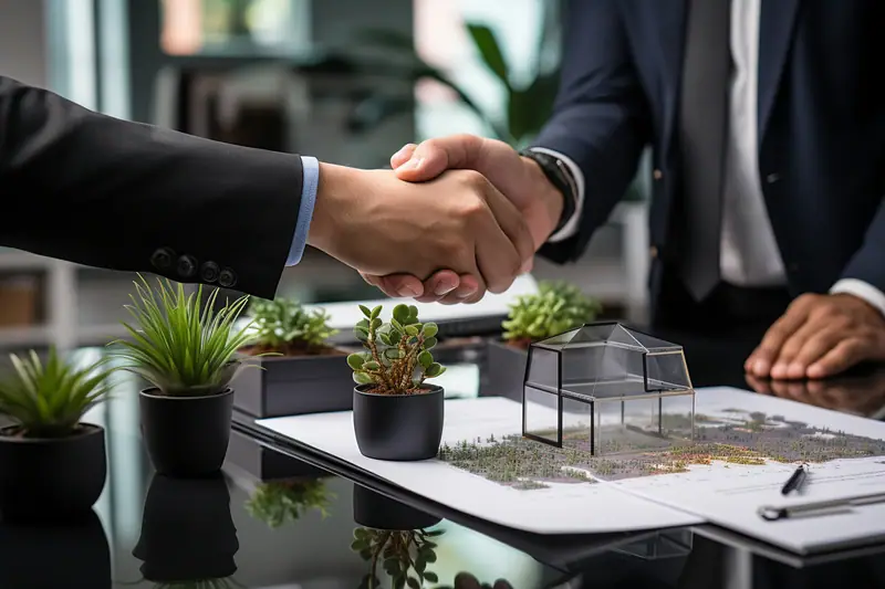 Propriétaire et agente immobilière examinant le plan cadastral d’un terrain à bâtir