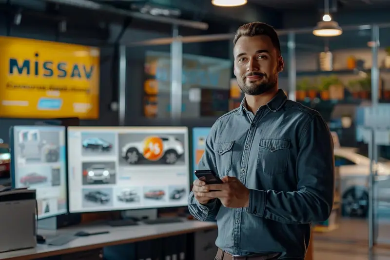 Automobiliste consultant le suivi d’une commande de pièces auto sur son ordinateur portable