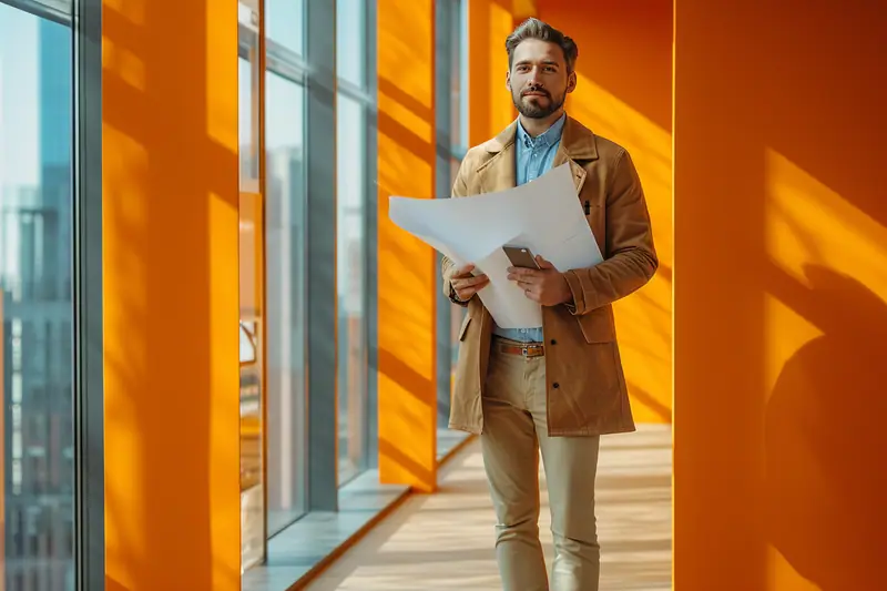 Courtier en travaux indépendant échangeant avec un artisan sur un chantier de rénovation