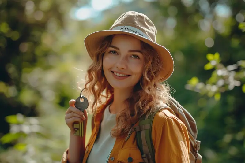 Entrepreneur étudiant le plan d’un magasin de loisirs nature avec dossiers financiers et échantillons produits