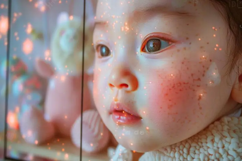 Parent réglant le zoom d’une caméra bébé sur son smartphone dans une chambre apaisée