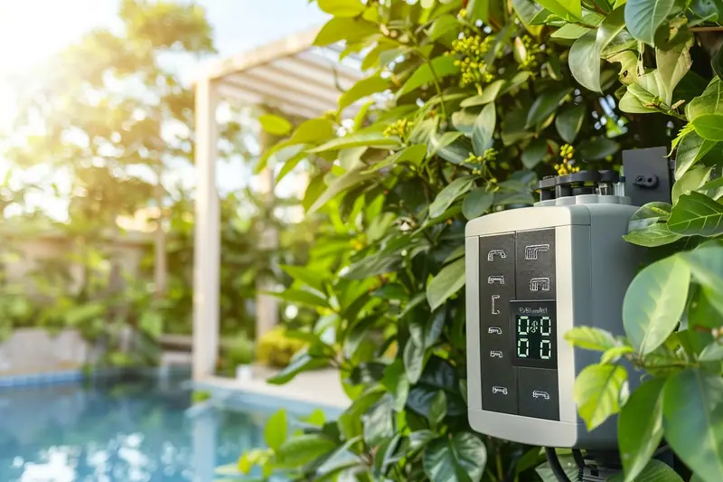 Pompe de filtration de piscine à vitesse variable installée dans un local technique propre