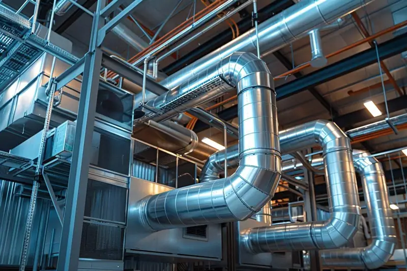 Technicien contrôlant le niveau sonore d'une chaufferie industrielle avec un sonomètre