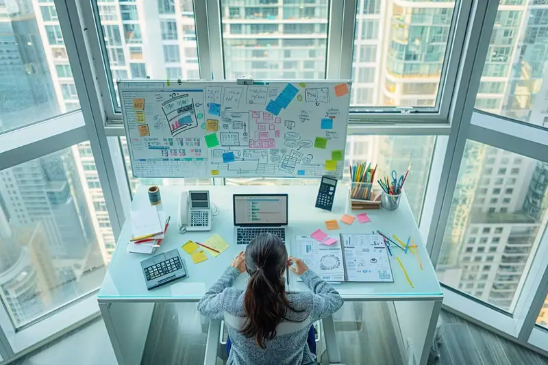 Équipe en visioconférence collaborant sur un tableau blanc numérique pendant un atelier à distance
