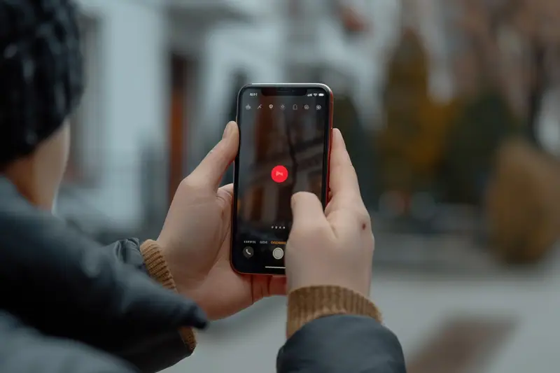 Main utilisant les boutons latéraux d’un iPhone 11 pour effectuer une capture d’écran