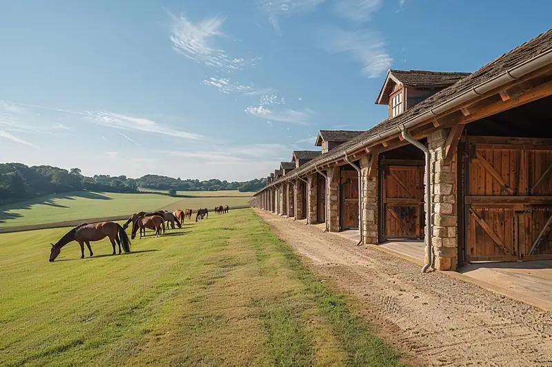 Ancien haras rénové avec écuries en pierre, carrière et paddocks clôturés
