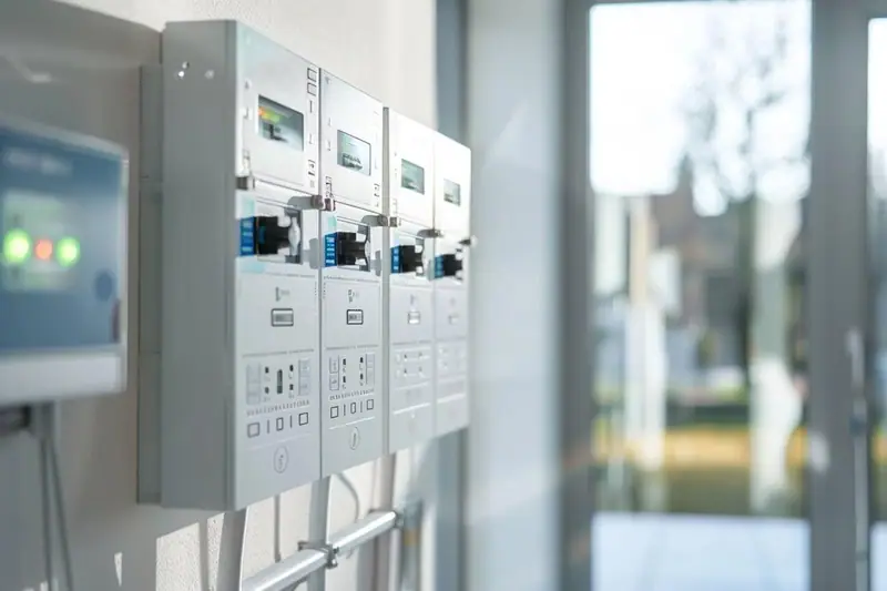 Électricien contrôlant les modules et les circuits d’un tableau électrique résidentiel moderne