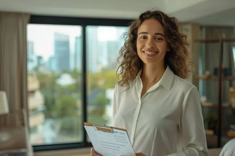 Concierge préparant un appartement de location courte durée avant l’arrivée de voyageurs