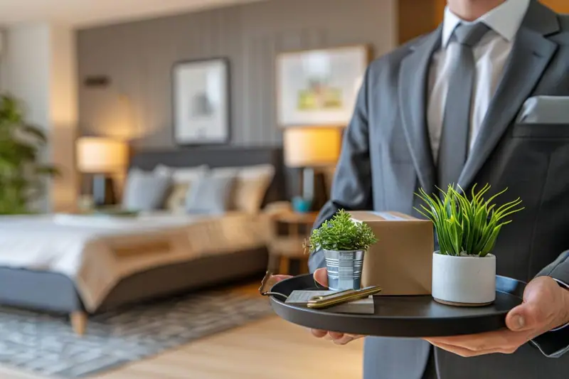 Conciergerie préparant un appartement de location saisonnière avant l’arrivée de voyageurs