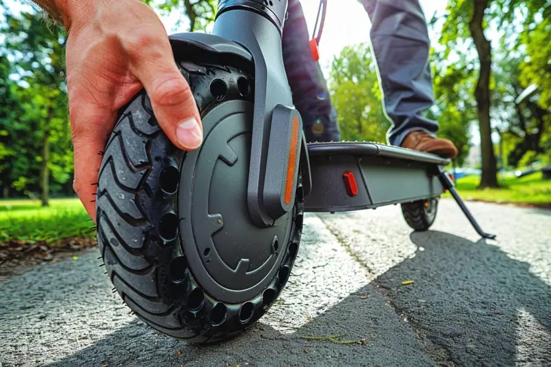 Contrôle de la pression et de l’usure d’un pneu de trottinette électrique avant un trajet