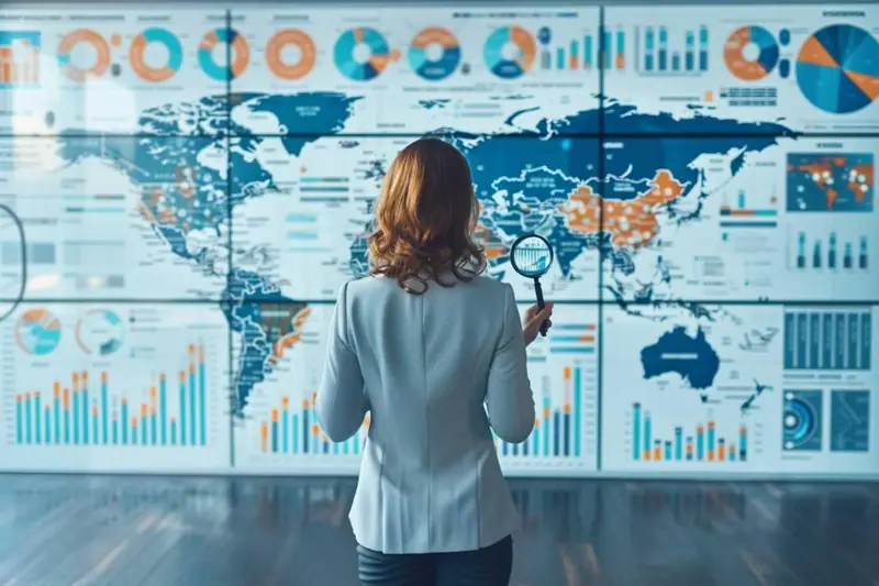 Analyste marketing étudiant une carte de zone de chalandise et des données locales sur ordinateur