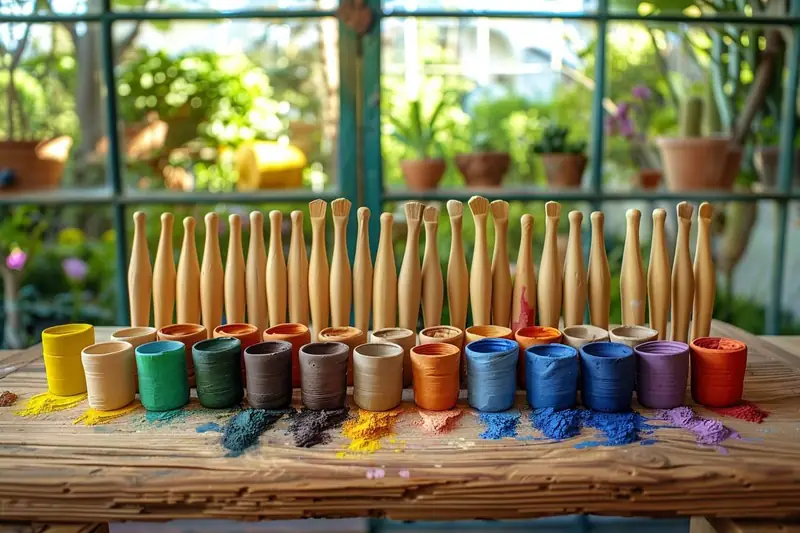 Mains modelant une petite coupelle texturée en argile autodurcissante sur une table d’atelier