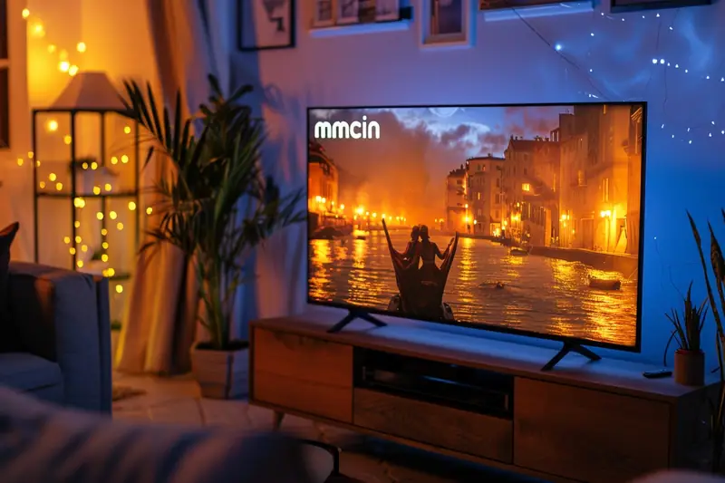 Téléviseur affichant un feuilleton français pendant qu’une personne vérifie un synopsis sur tablette