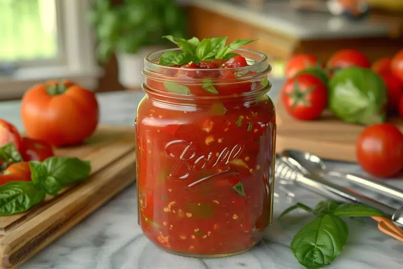 Sauce tomate maison refroidie en portions dans des sachets plats avant congélation