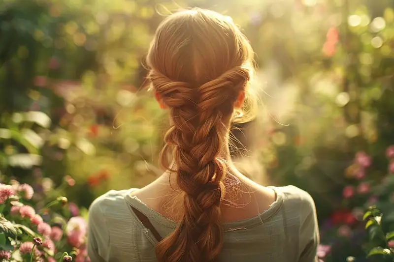 Coiffeuse réalisant des tresses nettes sur cheveux longs avec un peigne à queue fine