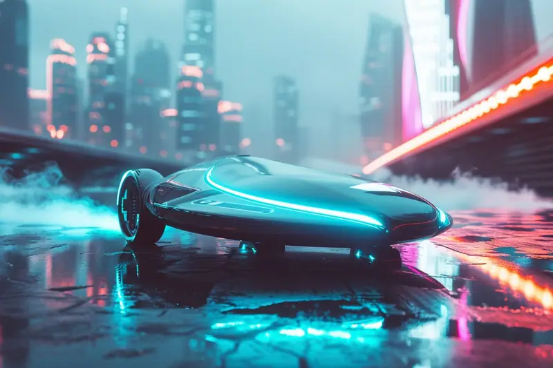 Conducteur casqué sur hoverboard roulant lentement sur une piste cyclable urbaine dégagée