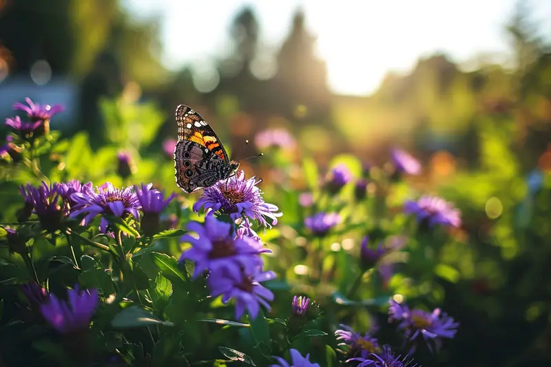Jardin naturel avec prairie fleurie, point d’eau peu profond et haie favorable aux pollinisateurs