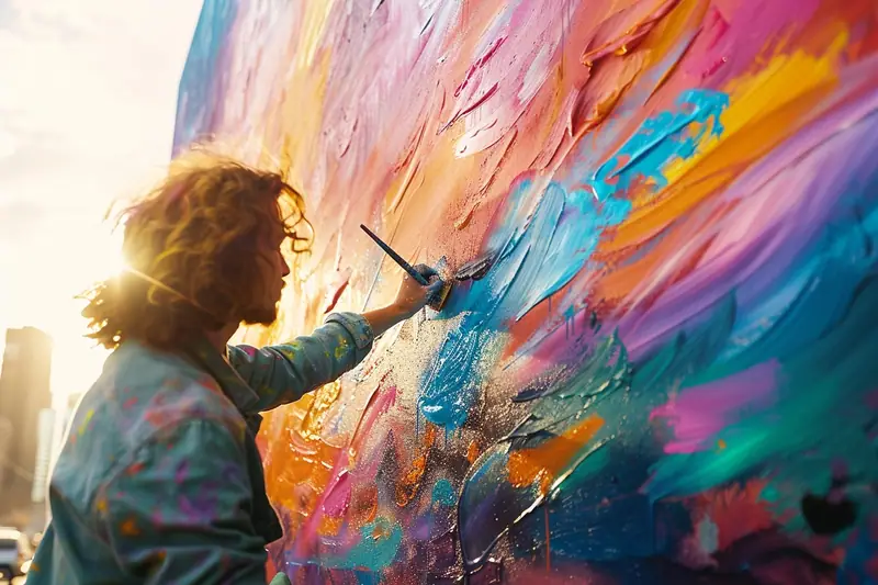 Personne appliquant une peinture claire au rouleau sur un mur intérieur soigneusement protégé