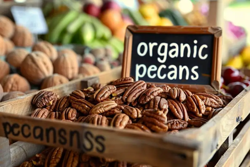 Sachets de noix de pécan bio et fruits secs dans le rayon d’une épicerie à Dubaï