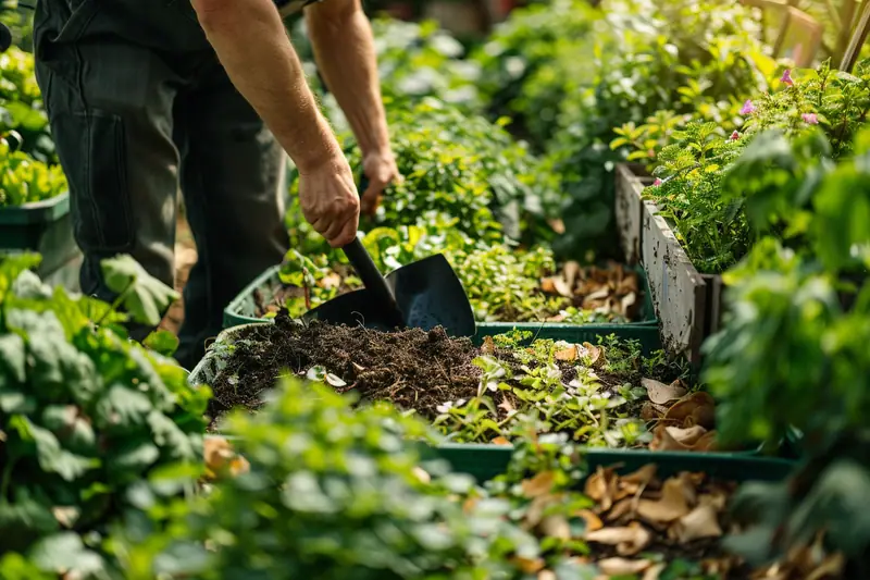 Habitante remplissant des sacs de compost lors d’une distribution locale à Toulouse
