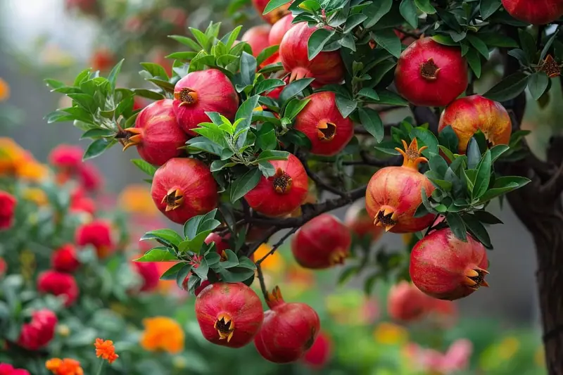 Pommier d’amour en pot près d’une fenêtre, avec feuilles jaunes et baies orange rouges