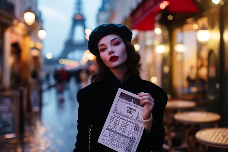Spectateurs arrivant devant un théâtre parisien illuminé à la tombée de la nuit