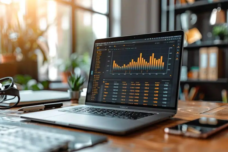 Ordinateur portable ouvert sur un bureau avec comparaison nette de plusieurs résolutions d’écran