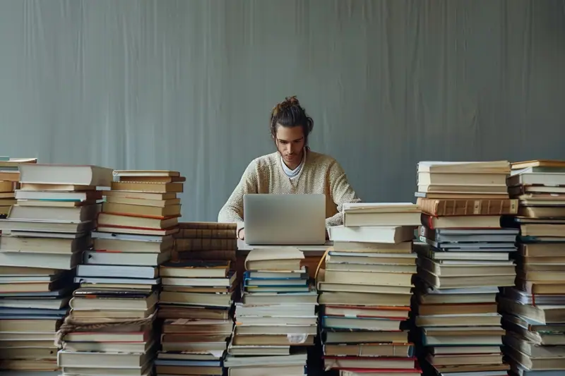 Élève organisant le plan d’une dissertation de SES avec cours, graphiques et brouillon