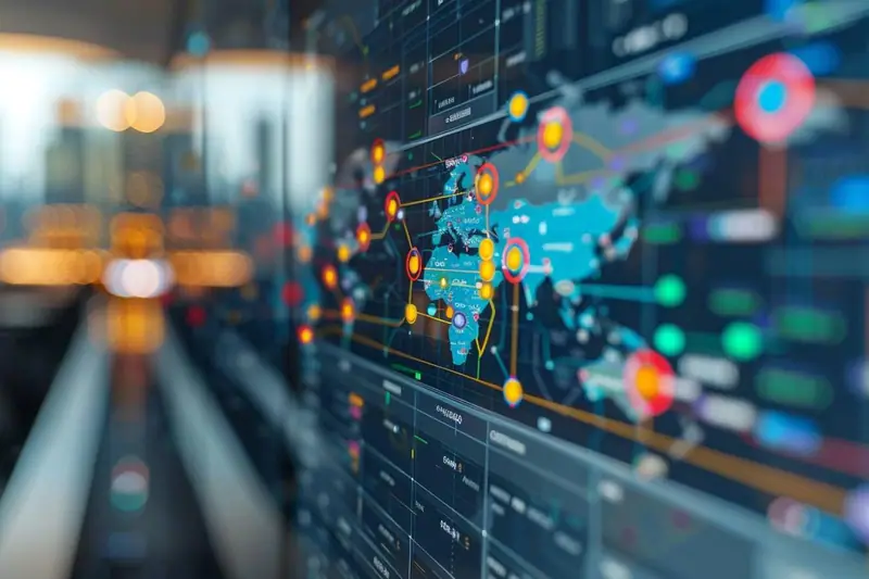 Responsable marketing analysant une carte de zone de chalandise et des indicateurs de ventes locales