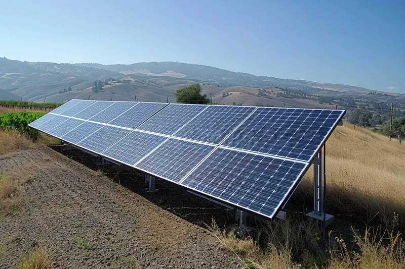 Technicien contrôlant des panneaux photovoltaïques sur une toiture résidentielle bien exposée