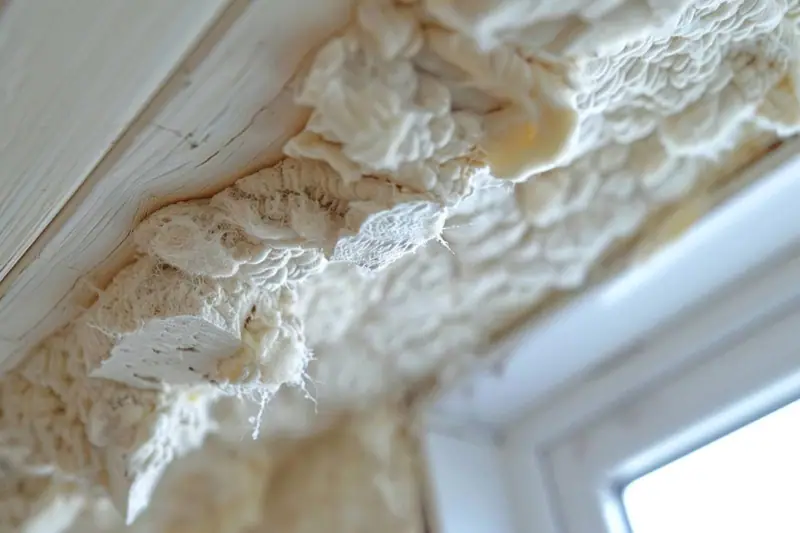 Contrôle de l’épaisseur de cellulose soufflée dans des combles perdus avec une règle graduée