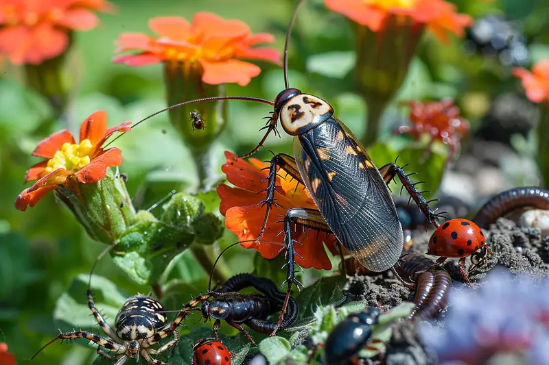 Carabe noir chassant parmi les feuilles mortes dans un jardin riche en biodiversité